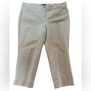 Hilary Radley Geometric Cropped Beige & White Pants in Size 16